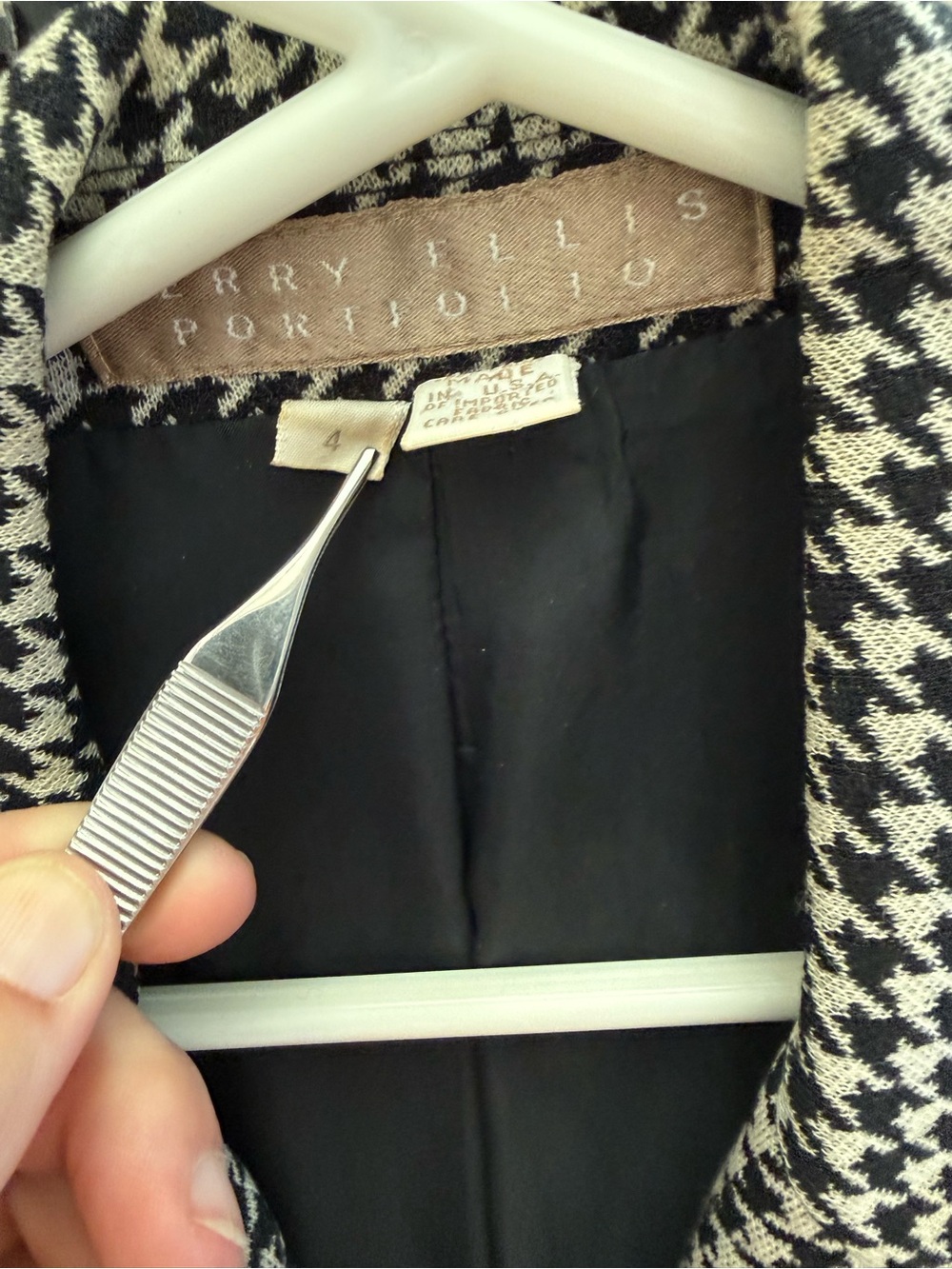 Vintage Perry Ellis Black & White Houndstooth Blazer - Picture 3 of 6